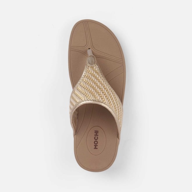 Mochi Women Gold Casual Slippers (SKU: 32-1510-15-36)