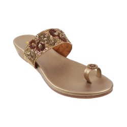 Women Antique-Gold Casual Slip Ons