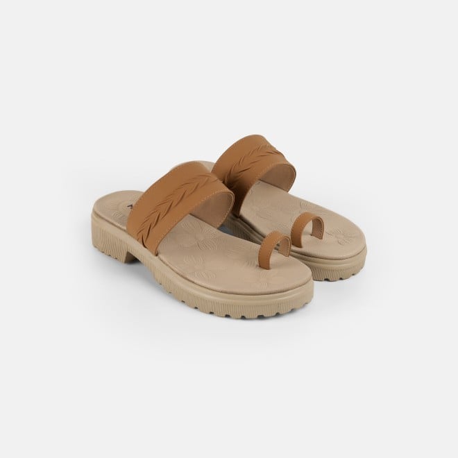 Mochi Women Tan Casual Slip Ons (SKU: 32-1529-23-36)