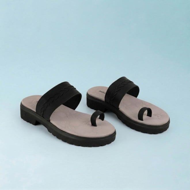 Mochi Women Black Casual Slip Ons