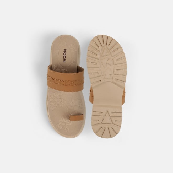 Mochi Women Tan Casual Slip Ons (SKU: 32-1529-23-36)