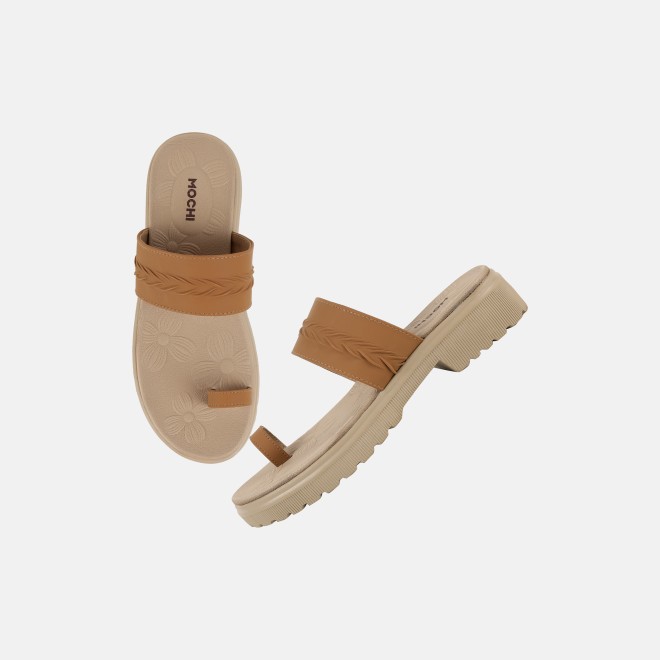 Mochi Women Tan Casual Slip Ons (SKU: 32-1529-23-36)