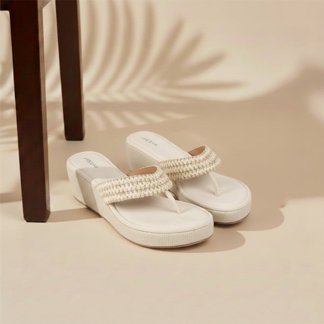Mochi Women Off-white Casual Slip Ons