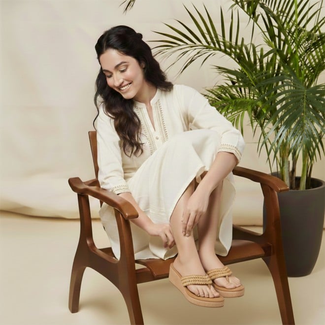 Mochi Women Beige-red Casual Slip Ons (SKU: 32-1562-89-36)