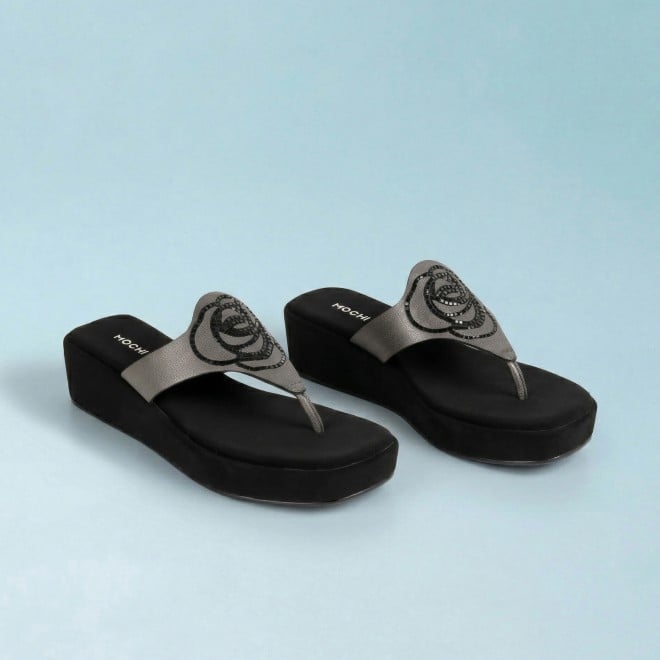 Mochi Women Black Casual Slip Ons