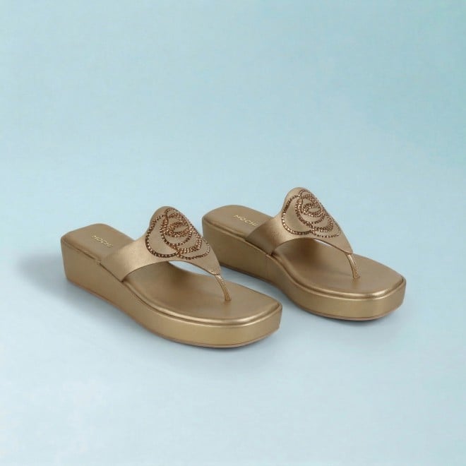 Mochi Women Antic-gold Casual Slip Ons
