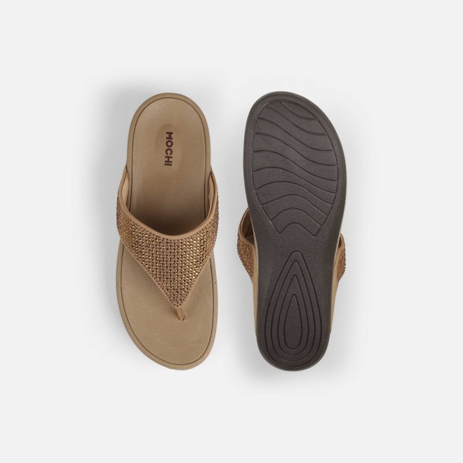 Mochi Women Antic-gold Casual Slippers (SKU: 32-1583-28-36)