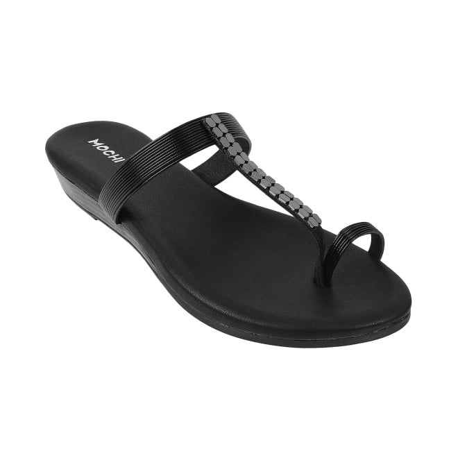 Mochi Women Black Casual Slippers