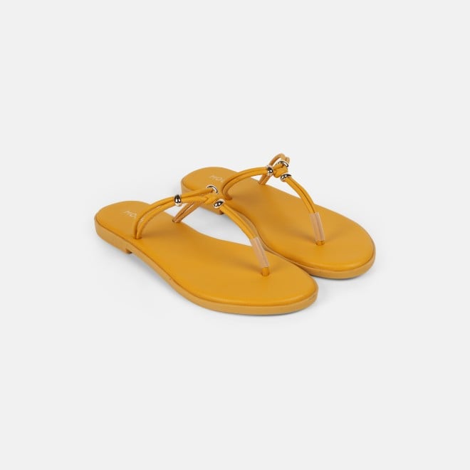 Mochi Women Yellow Casual Slippers (SKU: 32-1676-33-36)