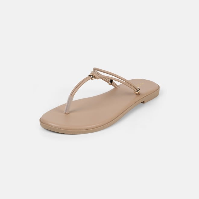 Mochi Women Beige Casual Slippers (SKU: 32-1676-20-36)