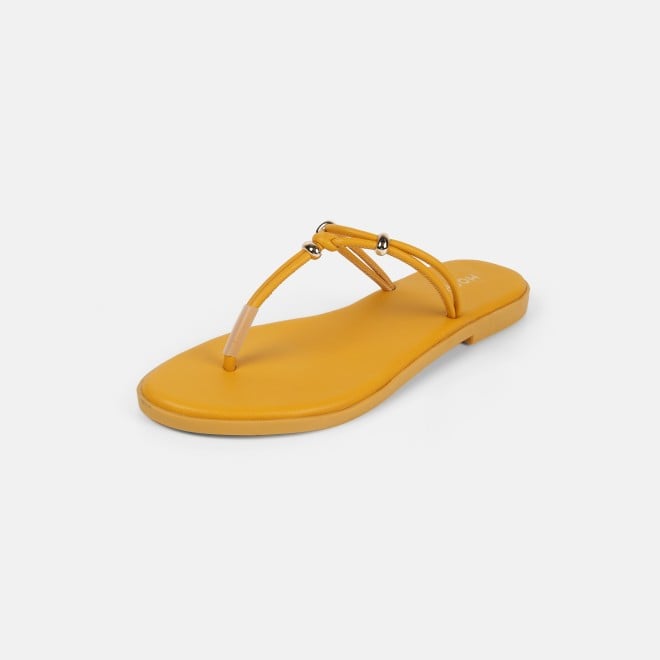 Mochi Women Yellow Casual Slippers (SKU: 32-1676-33-36)