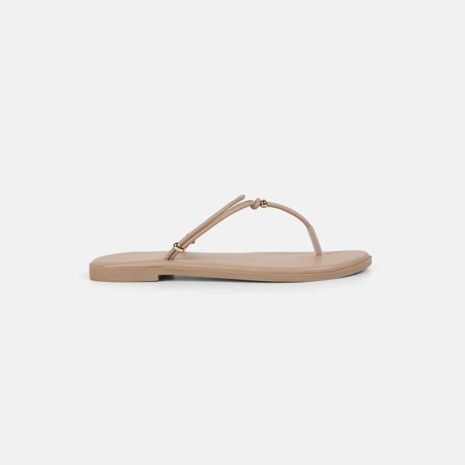 Mochi Women Beige Casual Slippers (SKU: 32-1676-20-36)
