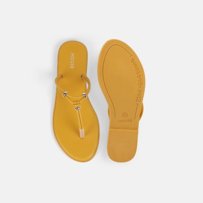 Mochi Women Yellow Casual Slippers (SKU: 32-1676-33-36)