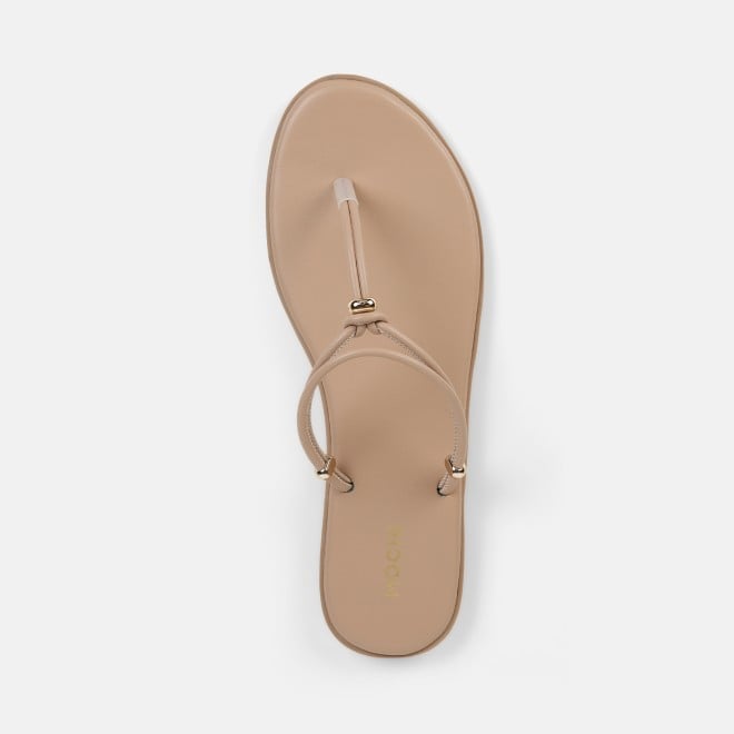 Mochi Women Beige Casual Slippers (SKU: 32-1676-20-36)