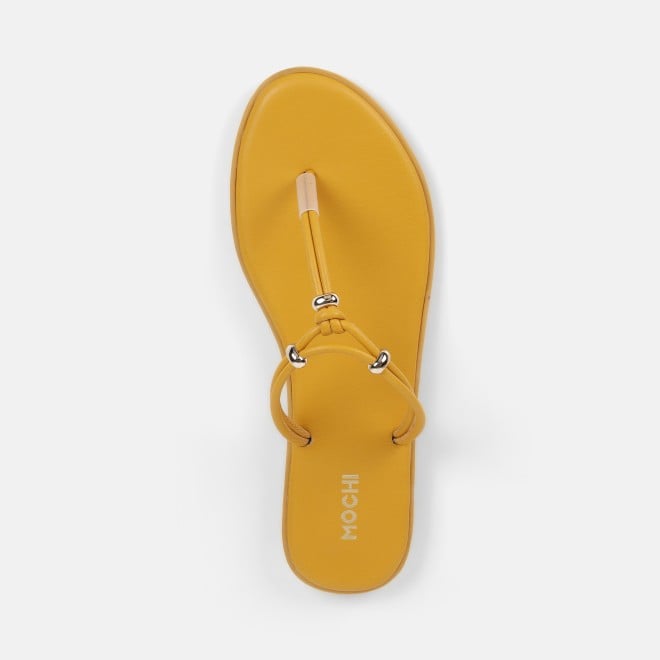 Mochi Women Yellow Casual Slippers (SKU: 32-1676-33-36)