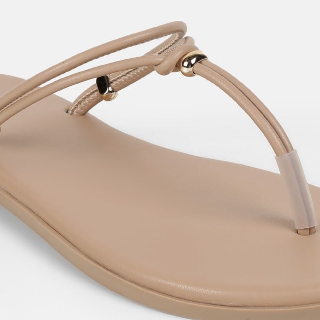 Mochi Women Beige Casual Slippers (SKU: 32-1676-20-36)