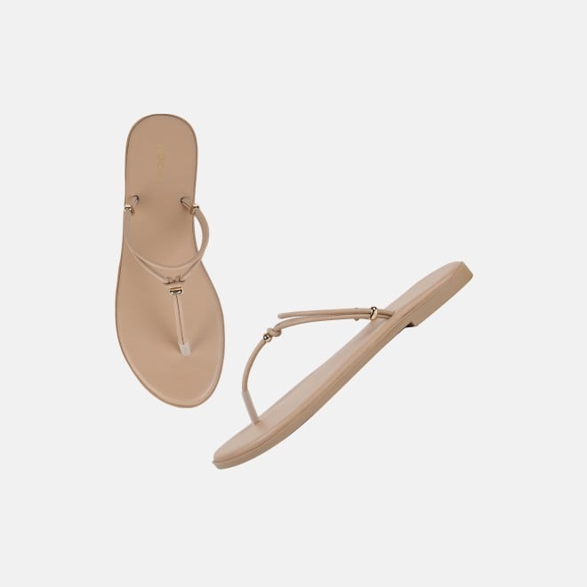 Mochi Women Beige Casual Slippers (SKU: 32-1676-20-36)