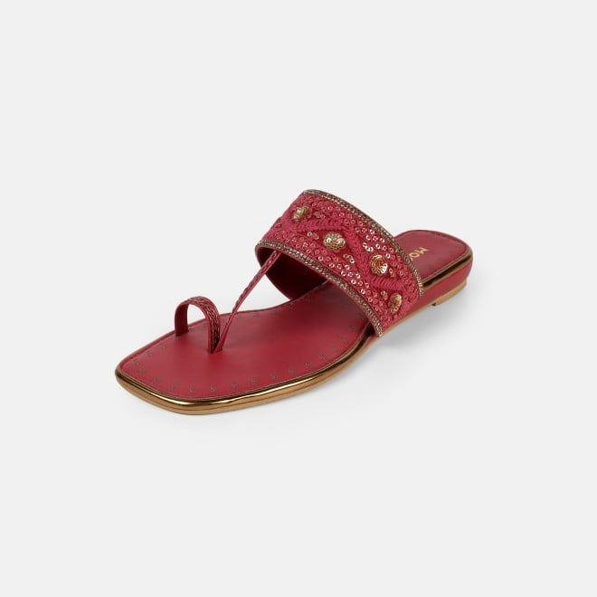 Mochi Women Maroon Ethnic Slip Ons (SKU: 32-1677-44-36)