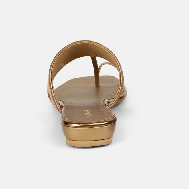 Mochi Women Antic-gold Ethnic Slip Ons (SKU: 32-1677-28-36)