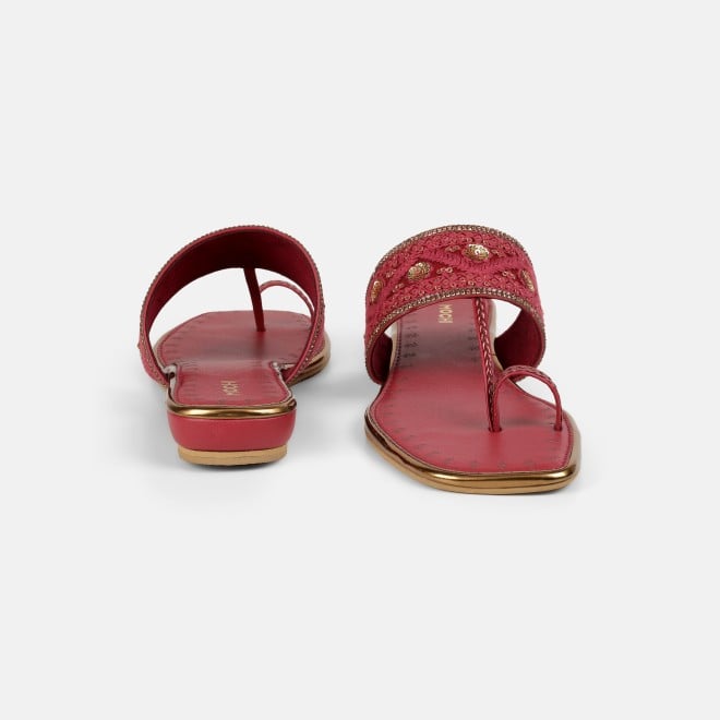 Mochi Women Maroon Ethnic Slip Ons (SKU: 32-1677-44-36)