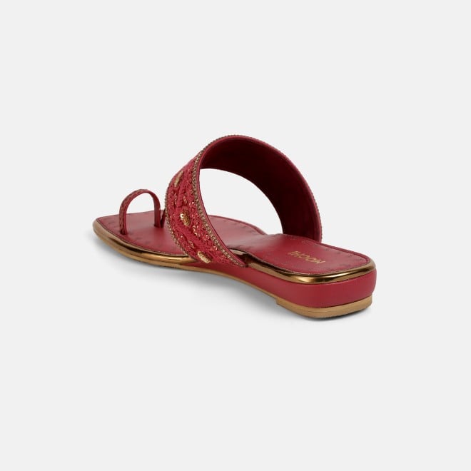 Mochi Women Maroon Ethnic Slip Ons (SKU: 32-1677-44-36)