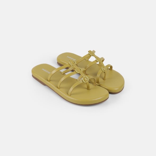 Mochi Women Yellow Casual Slip Ons (SKU: 32-1680-33-36)