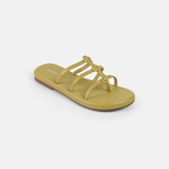Mochi Women Yellow Casual Slip Ons (SKU: 32-1680-33-36)