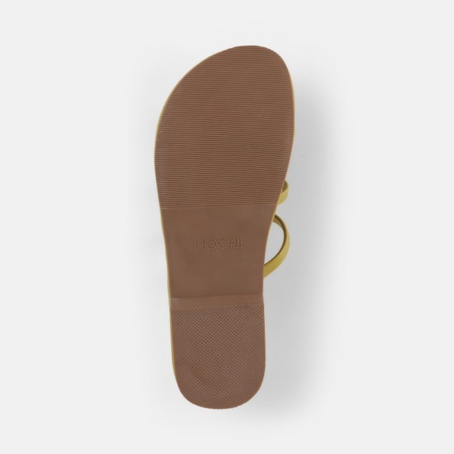 Mochi Women Yellow Casual Slip Ons (SKU: 32-1680-33-36)