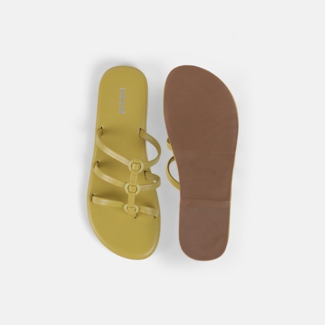 Mochi Women Yellow Casual Slip Ons (SKU: 32-1680-33-36)