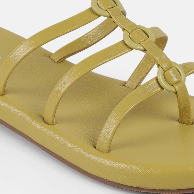 Mochi Women Yellow Casual Slip Ons (SKU: 32-1680-33-36)