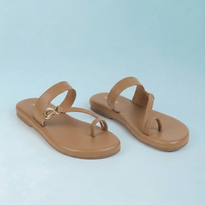 Mochi Women Beige Casual Slip Ons