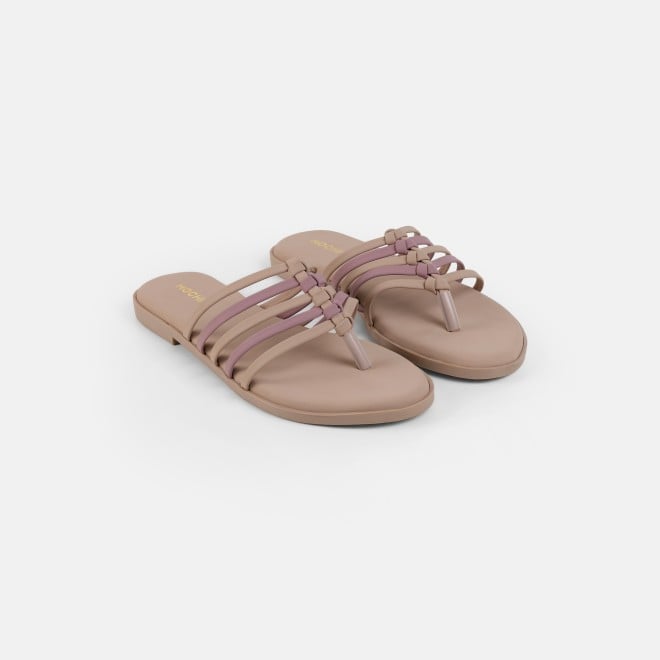 Mochi Women Beige Casual Slippers (SKU: 32-1699-20-36)