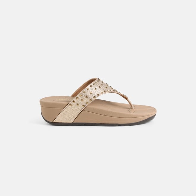 Mochi Women Gold Casual Slippers (SKU: 32-1730-15-36)