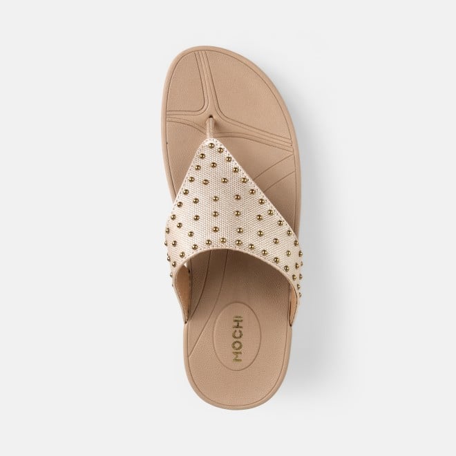 Mochi Women Gold Casual Slippers (SKU: 32-1730-15-36)