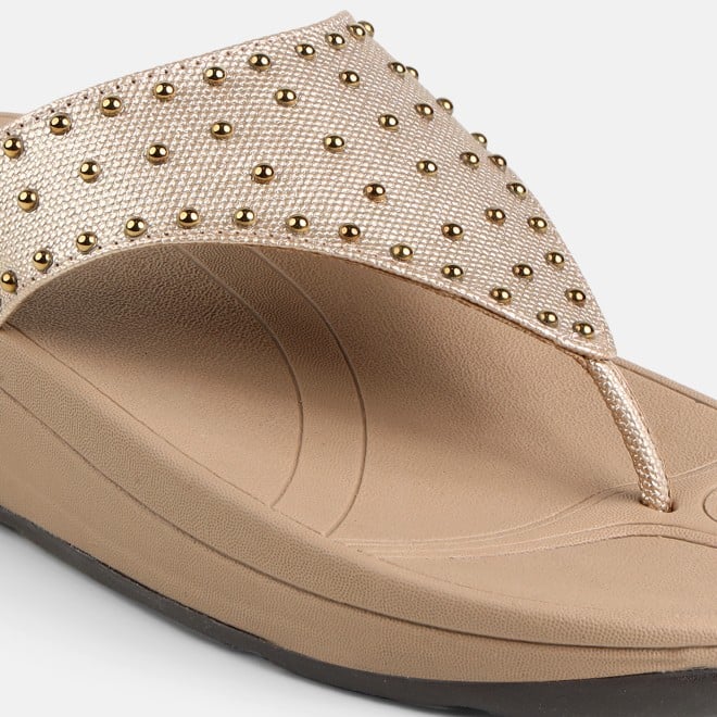 Mochi Women Gold Casual Slippers (SKU: 32-1730-15-36)