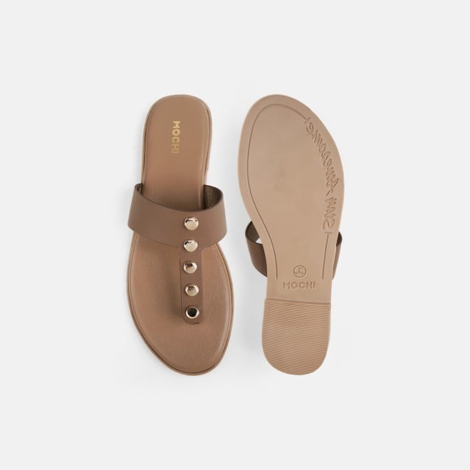 Mochi Women Beige Casual Slippers (SKU: 32-1739-20-36)