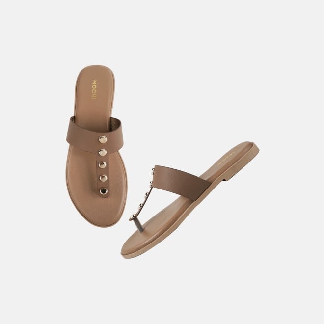 Mochi Women Beige Casual Slippers (SKU: 32-1739-20-36)