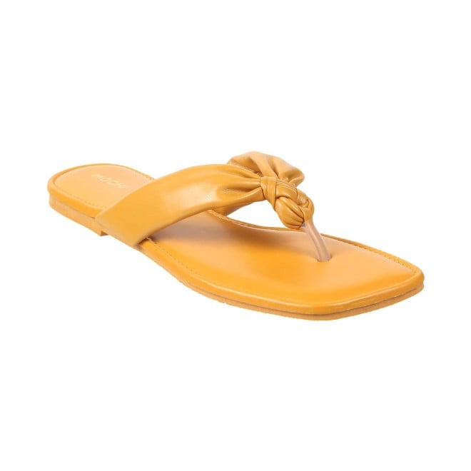 Mochi Yellow Casual Slippers for Women
