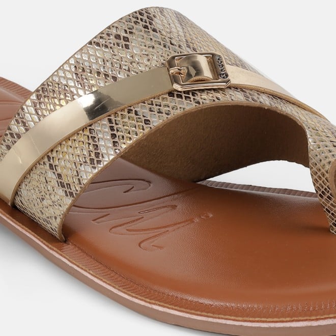 Mochi Women Gold Casual Slip Ons (SKU: 32-1768-15-36)