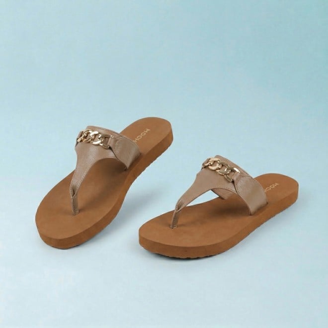 Mochi Women Tan Casual Slip Ons