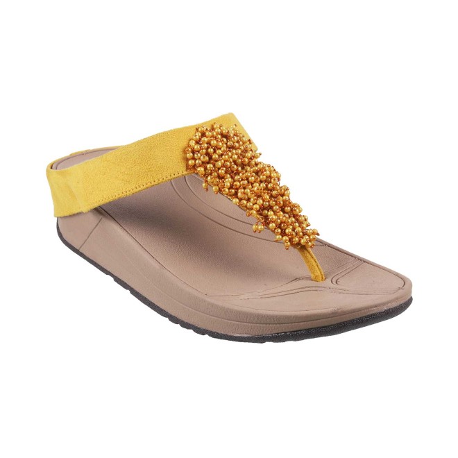 Buy Mochi Women Gold Casual Slippers Online