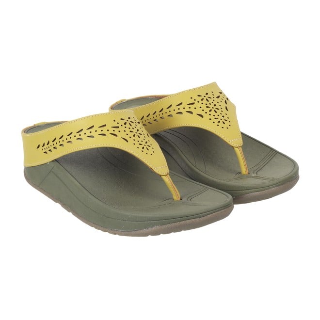 Mochi Women Yellow Casual Slippers