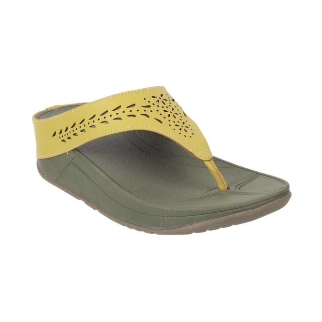 Mochi Yellow Casual Slippers for Women