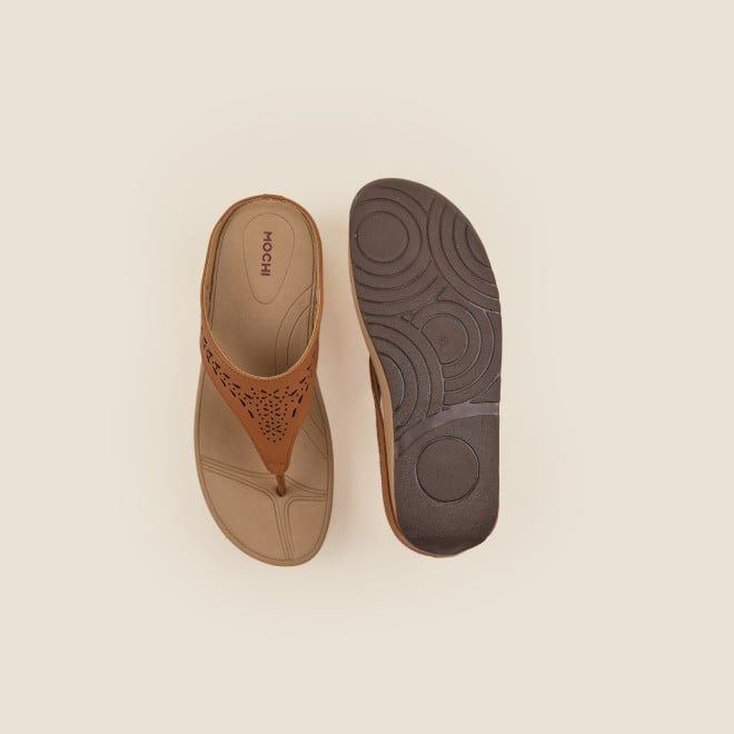 Mochi Women Tan Casual Slippers (SKU: 32-24-23-36)