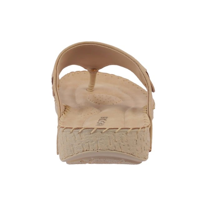 Mochi Women Beige Casual Slippers (SKU: 32-272-20-36)