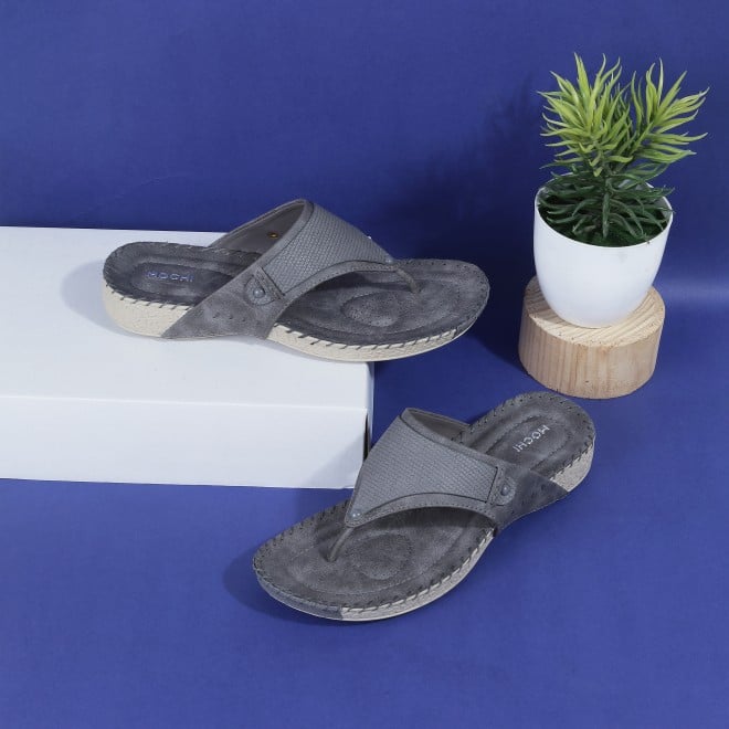 Mochi Women Grey Casual Slippers (SKU: 32-272L-14-42)