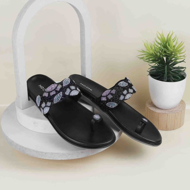 Mochi Women Black Casual Slippers