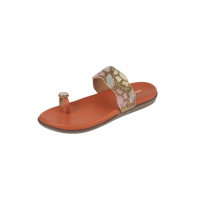 Mochi Women Tan Ethnic Slippers (SKU: 32-275-23-36)