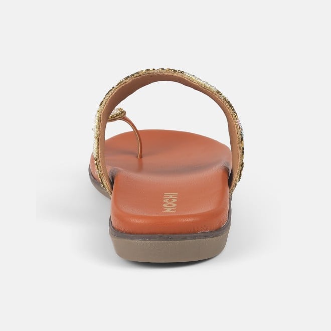 Mochi Women Tan Ethnic Slippers (SKU: 32-275-23-36)