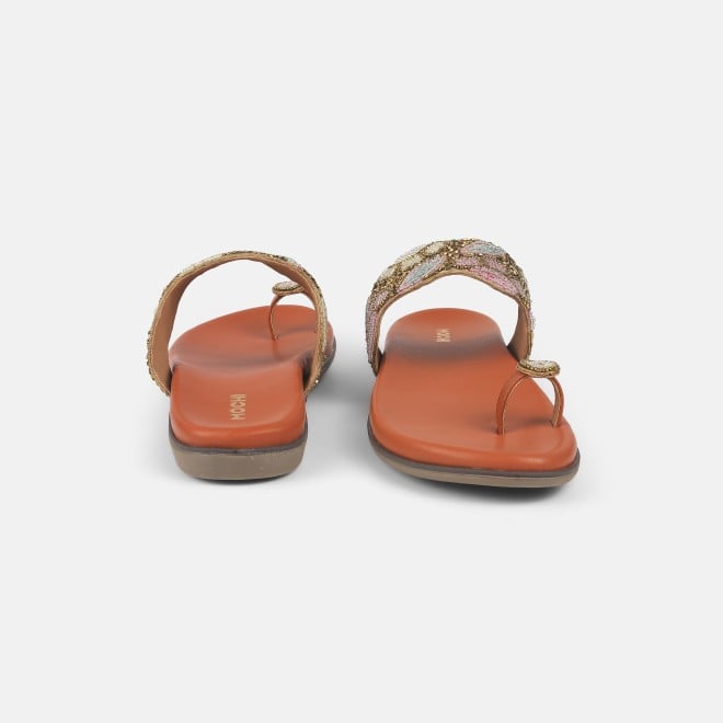 Mochi Women Tan Ethnic Slippers (SKU: 32-275-23-36)